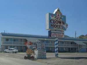 photo shows the outside of the clown motel